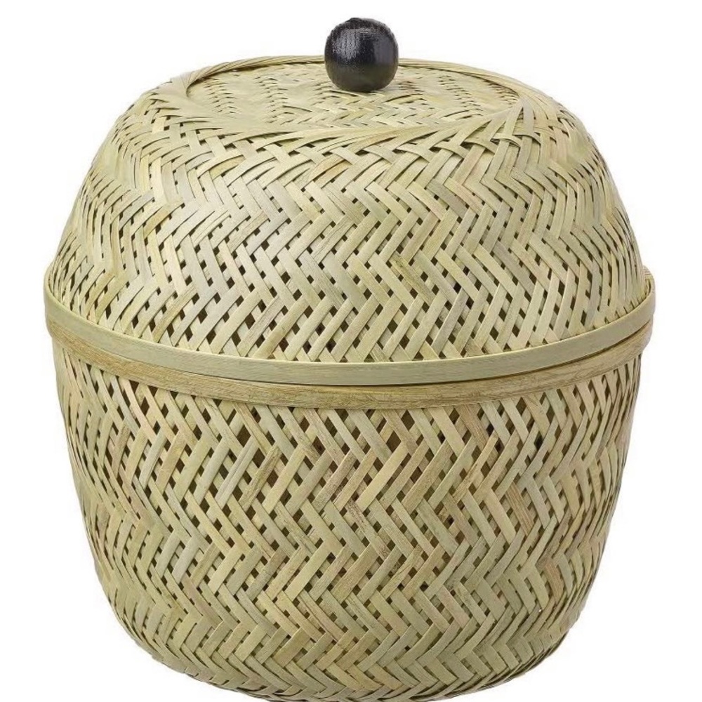 COPY - round bamboo basket with lid. - Picture 3 of 4